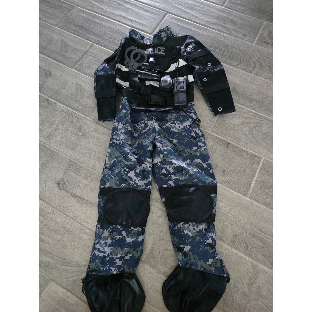 Teetot Kids Police SWAT Tactical Costume Jumpsuit Blue Digital Camo Size 5